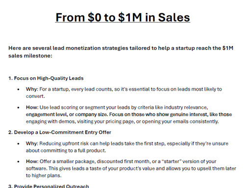 From $0 to $1M in Sales